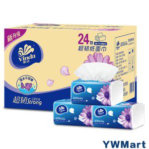 维达(Vinda) 抽纸 超韧3层130抽软抽*24包纸巾(小规格) 整箱销售
