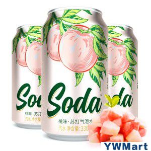 名仁 苏打水汽水 330ml*24罐 整箱装 无糖气泡水蜜桃味 汽水汤力水饮料